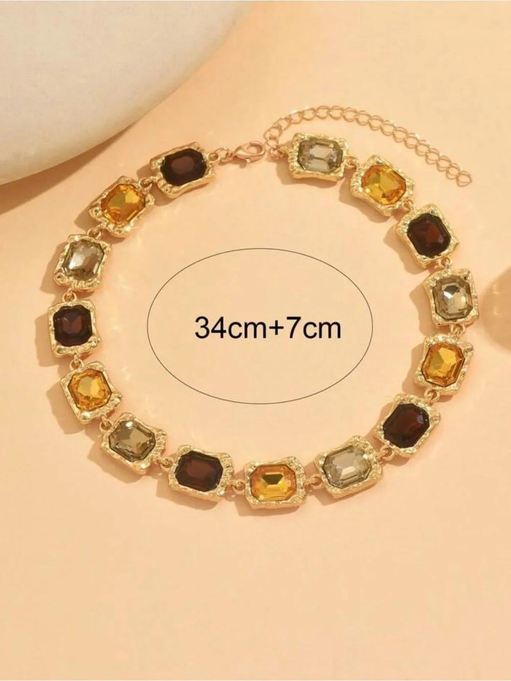Vintage-Inspired Multicolor Crystal Statement Bracelet – Gold Tone